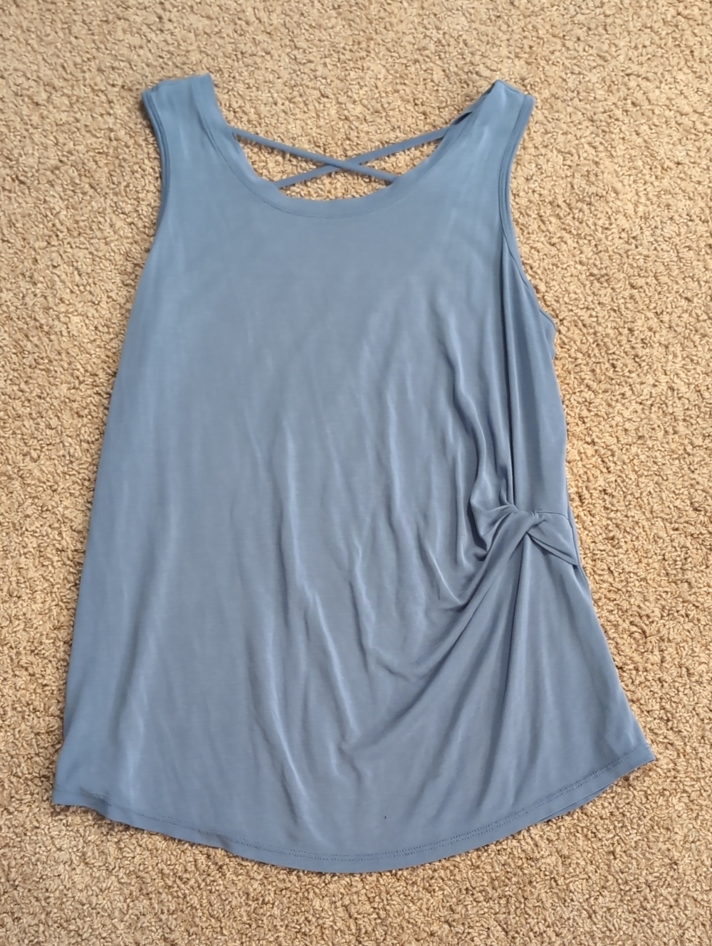 Light Blue Crisscross Back Knot Tank Top
